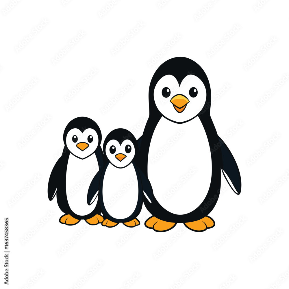 Naklejka premium penguin family cartoon vector