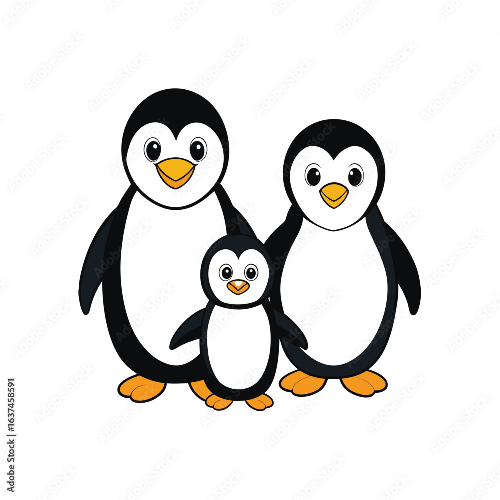 Obraz premium penguin family cartoon vector