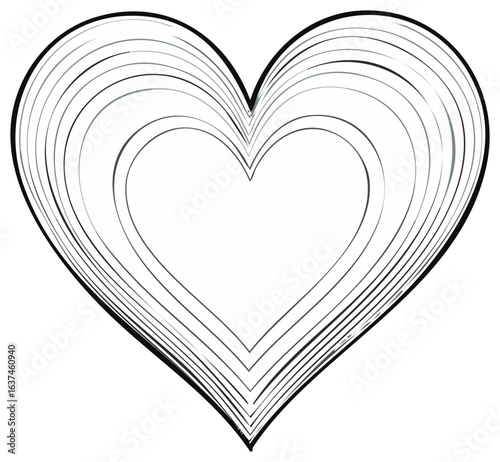 Layered Heart Design with Multiple Outlines for Valentine's Day or Love Concepts