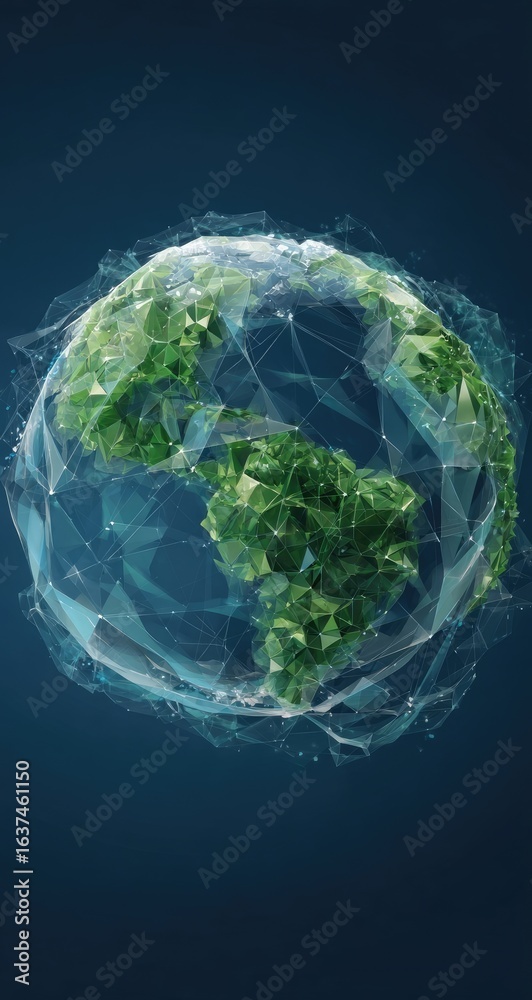 Fototapeta premium Abstract globe, polygonal Earth