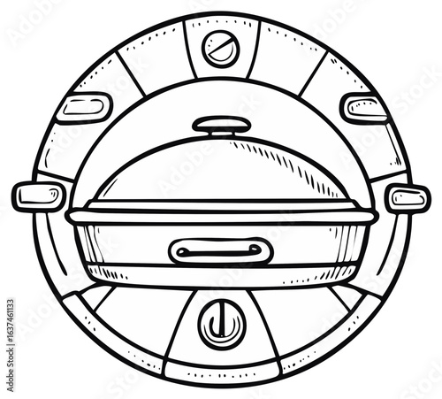 Hand drawn Chafing dish illustration, perfect for cooking or food themed designs