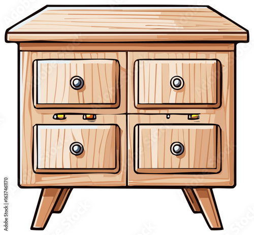 Cartoon wooden chest of drawers with four drawers furniture design