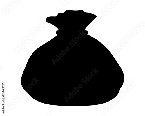 Silhouette of a sack or bag, isolated on white background, simple design