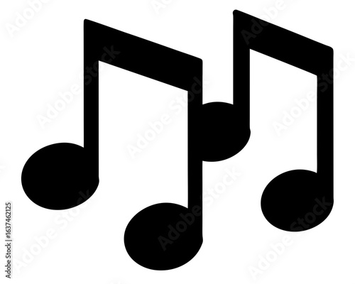Two groups of music notes indicating melody, rhythm and harmony, solid black