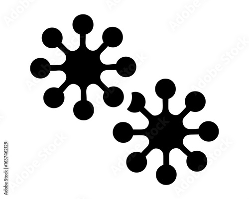 Stylized depiction of microorganisms or viral structures in a flat design style