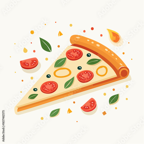 Fun pizza icon for fast food menus or delivery branding