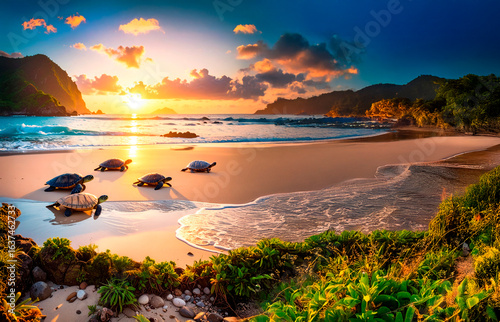 Wallpaper Mural Turtles walking on the beach. Torontodigital.ca