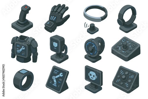 Icon neural vector switch controls joystick robotic recognition rotation voice controller ai