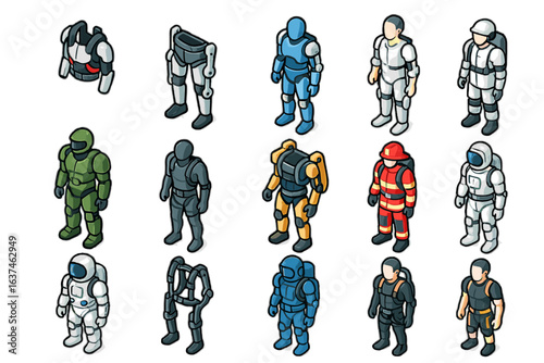 Support underwater robotic frame vector body upper lower exosuit icon suit