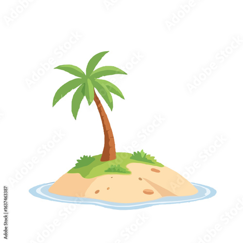 Iconical Tropical Island with a Palm Tree