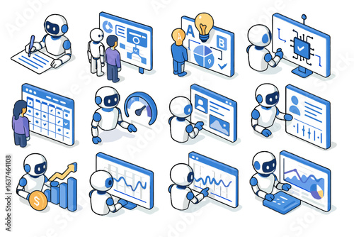 Marketing campaign voice layout board tool icon forecast vector keyword trend ai