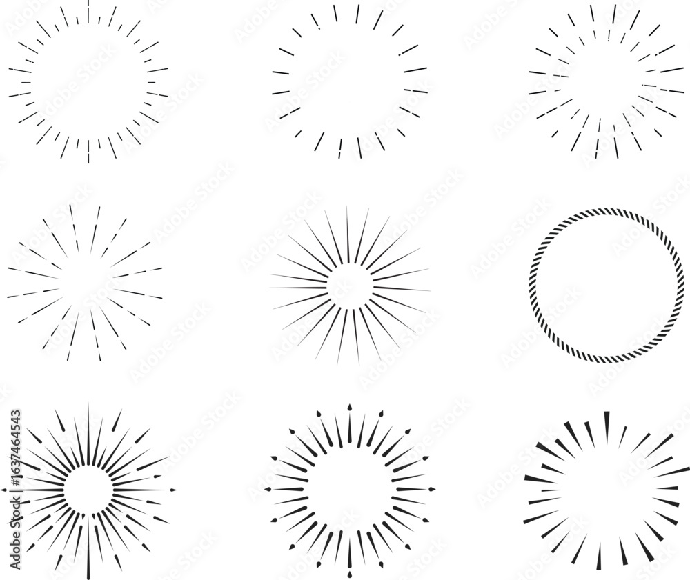 Fototapeta premium Sunburst line vector