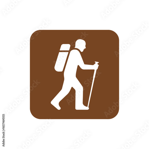 Hiking trail symbol with person and trekking poles