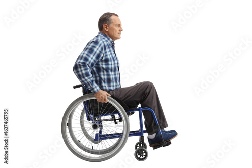 Man in wheelchair isolated on transparent background
