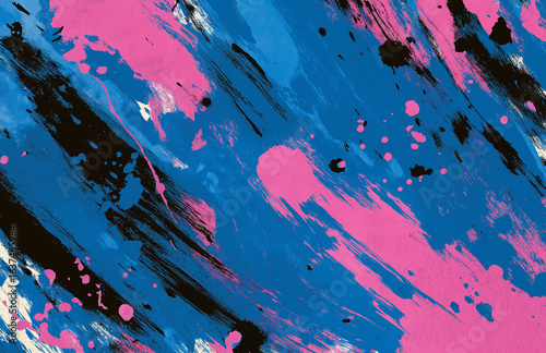 A screen print of an abstract background blending vivid blue and pink hues