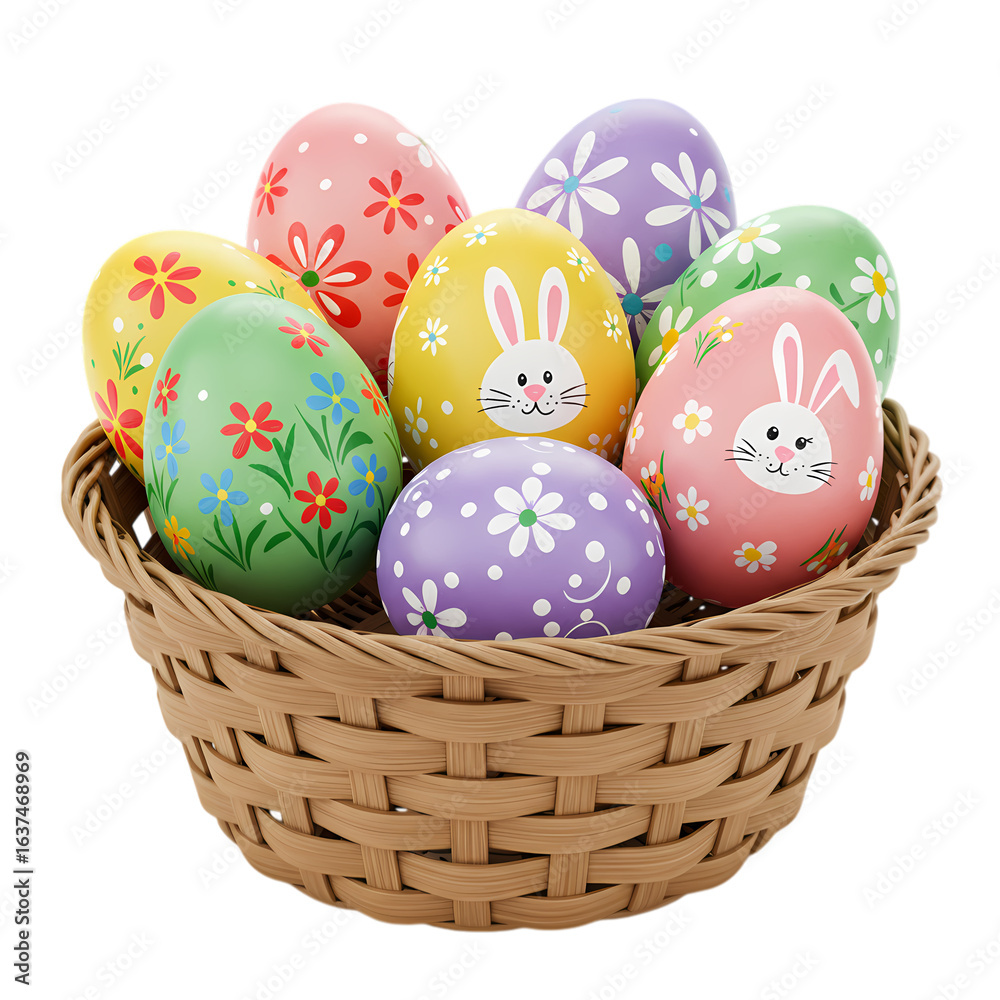 Fototapeta premium Easter Eggs in Basket: Spring Holiday Celebration