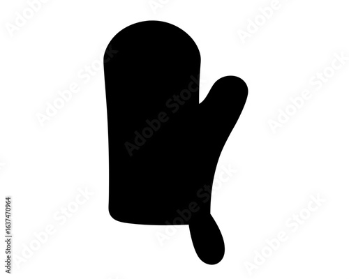 Single black kitchen oven mitt icon on a white background drawing