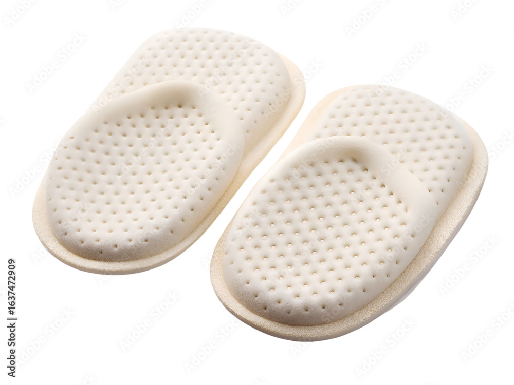 Comfortable white textured perforated slippers for women isolated on transparent background Comfortable white textured perforated slippers for women isolated on transparent background