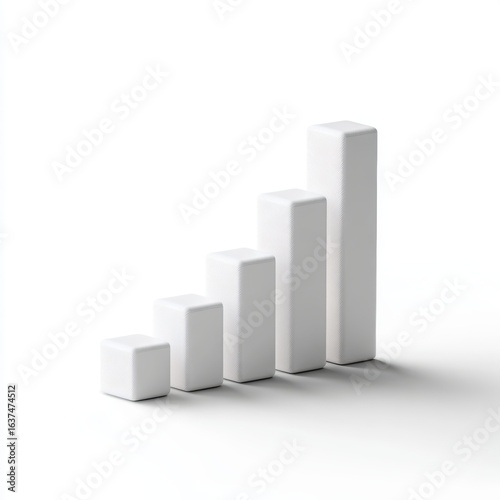 A white minimalist bar chart upward trend, isolated on a pure white background. Financial growth, data. Free Download A white minimalist bar chart upward trend, isolated on a pure white background. Financial growth, data. - GFXLoad