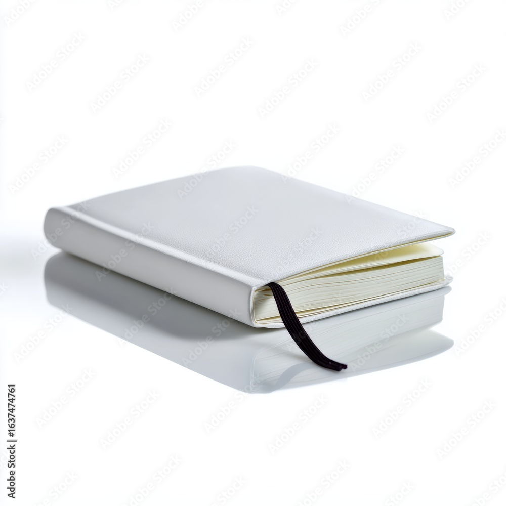 A simple white travel diary empty, isolated on a pure white background. Reflections, memories. A simple white travel diary empty, isolated on a pure white background. Reflections, memories.