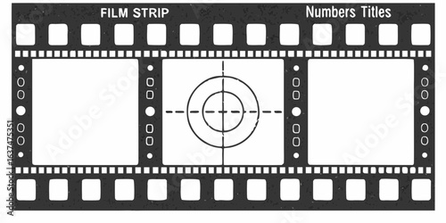 Vintage film strip with target and blank frames