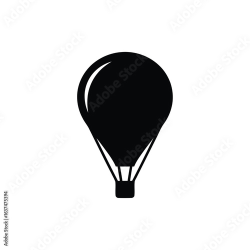 Black and White Hot Air Balloon Icon