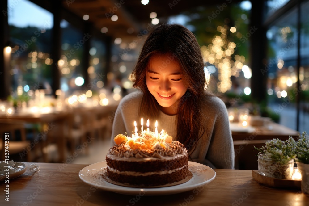 Woman celebrating birthday Woman celebrating birthday
