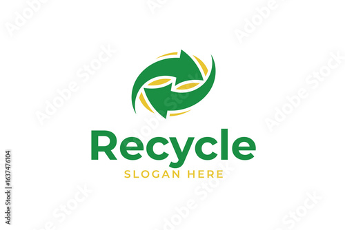 Arrow recycling for eco sustainable environment and green energy company vector logo design template