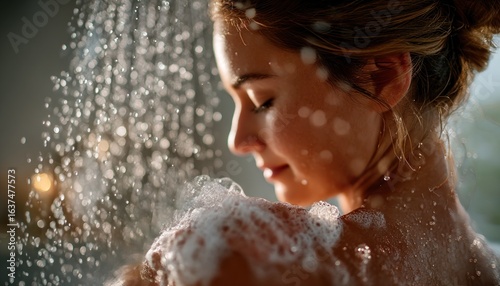 Woman enjoying a shower