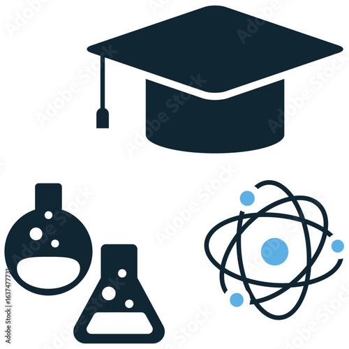 Science education icon vector for teaching and learning scientific concepts. Great for illustrating school subjects, academic curricula, and educational content.