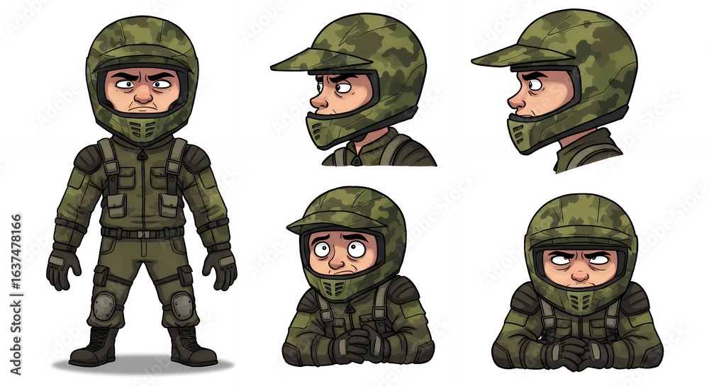 Fototapeta premium Cartoon military soldier character design illustration