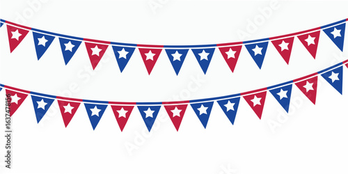 Red white and blue star bunting flags for patriotic celebrations