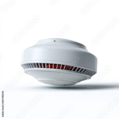 A generic, unbranded white fire alarm, isolated on a pure white background. Safety, home.