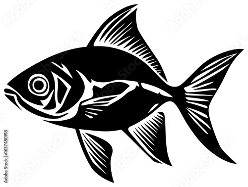 Tetra fish silhouette drawing