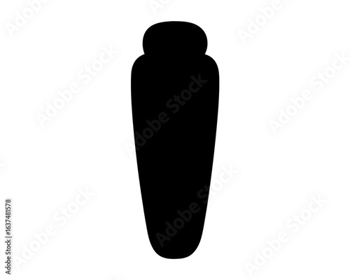 Black silhouette of a sarcophagus or sleeping bag on white background