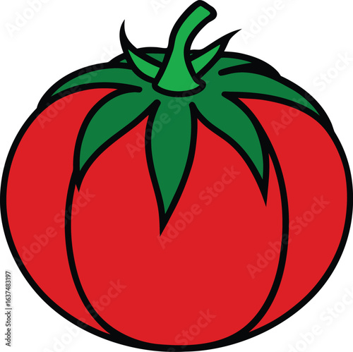 Vibrant Fresh Tomato Vegetable Vector Art