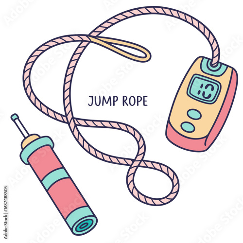 Jump rope with digital counter isolated on white background is perfect for fitness and exercise related designs