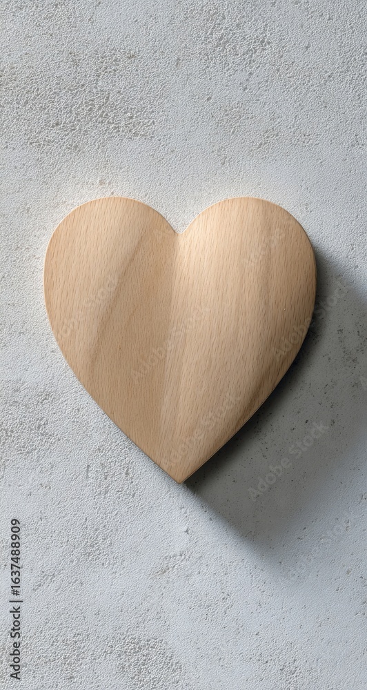 Obraz premium Light-colored wooden heart on a light gray surface