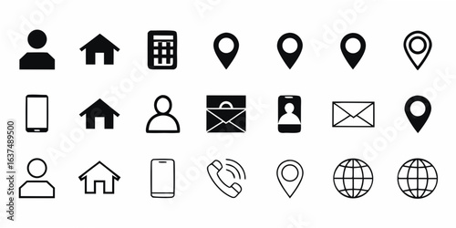 Collection of common contact and location icons