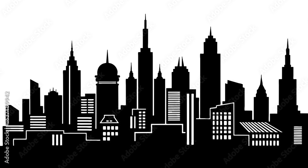 Fototapeta premium silhouette city skyline silhouette on transparent background