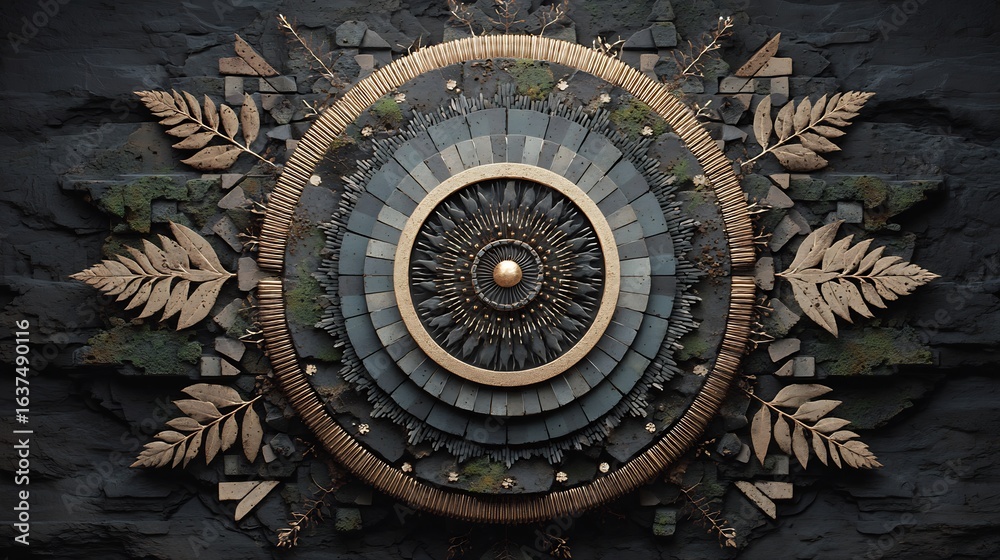 Naklejka premium Intricate Ornamental Mandala Made of Natural Elements