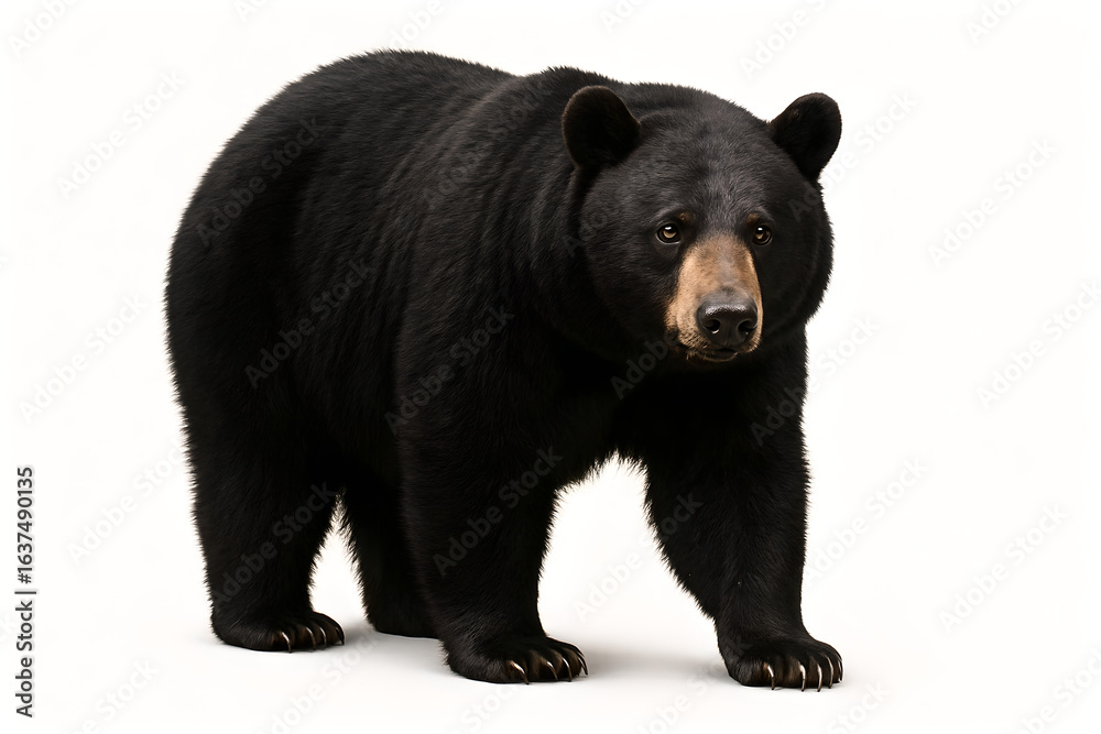 Fototapeta premium Black bear isolated on a white background. 