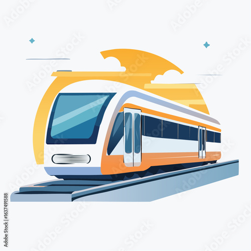 Train icon for railway transport and travel guides
