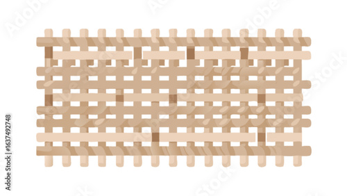 Woven wood fence panel design, light brown wooden lattice background, garden fence, privacy screen, texture surface
