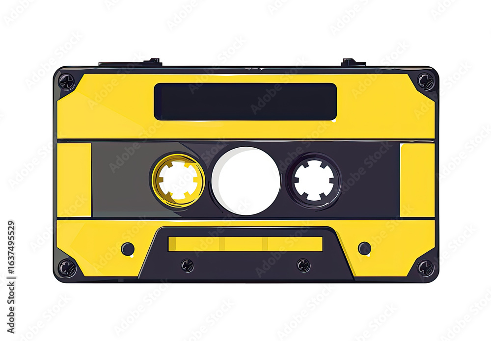 Naklejka premium Retro yellow cassette tape