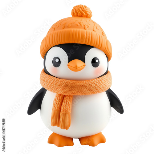 A full-grown emperor penguin standing upright, looking slightly sideways on transparent png background. Ai generated