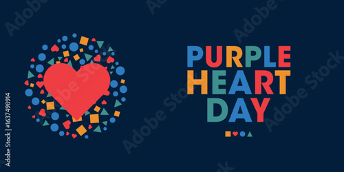 Purple Heart Day, Colorful Poster, Banner Design Template.