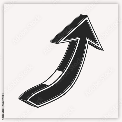 Long curved hand drawn arrow vector