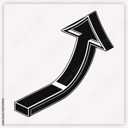 Long curved hand drawn arrow vector