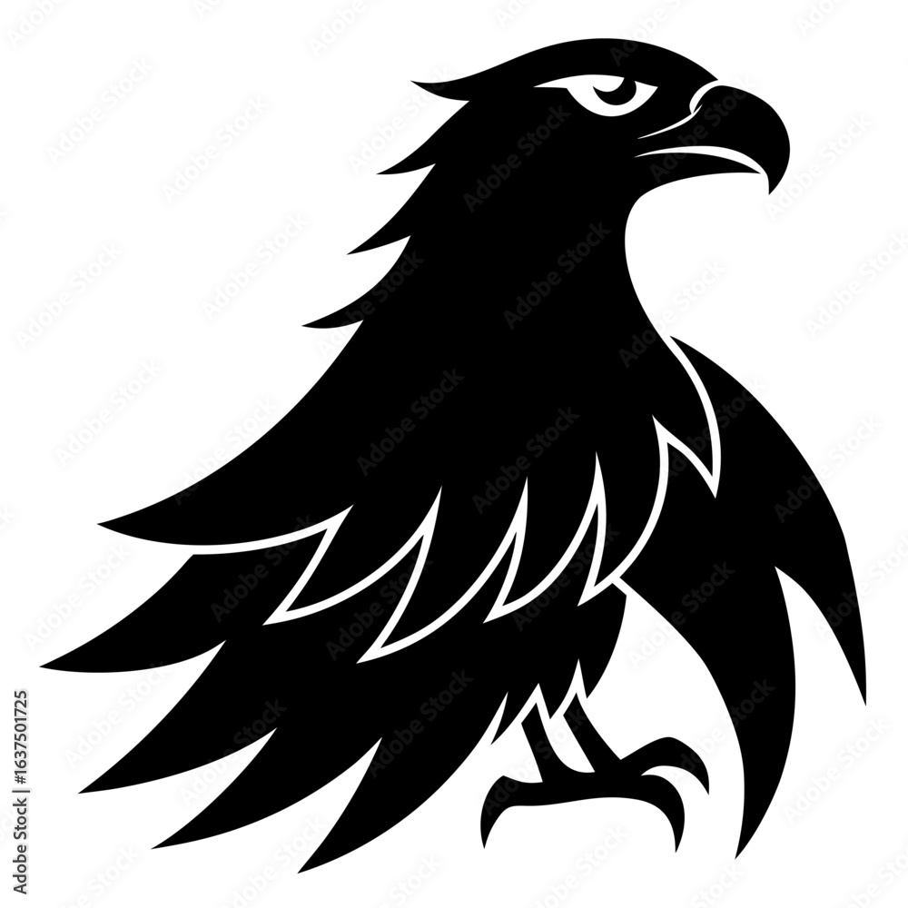 Fototapeta premium Simple black silhouette of an eagle icon
